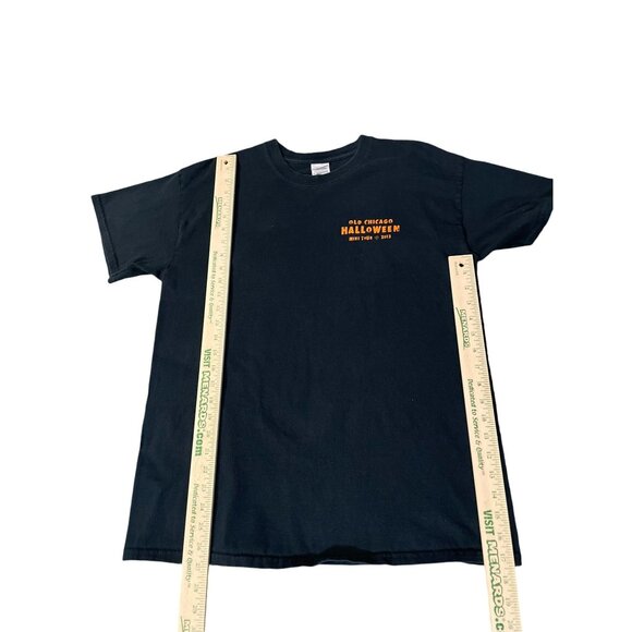 Gildan 2013 Old Chicago Apocalypse T-Shirt Unisex L Used Black Orange Halloween - Picture 9 of 14
